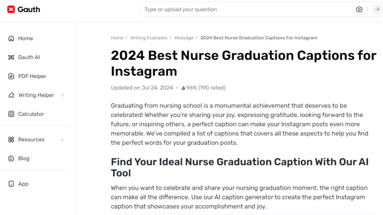 How Gauth’s Knowledge Enhances Nurse Graduation Captions on Instagram